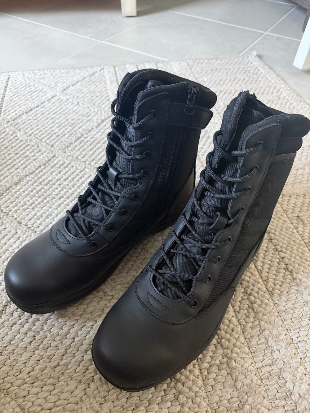 NORTIV 8 Men's Military Tactical Work
Boots Side Zipper Leather Motorcycle 14